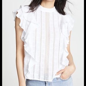 Veronica Beard Ruffle Cut off Blouse